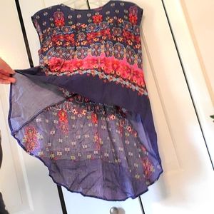 Bohemian Open Back Summer Tunic Blouse, Size M